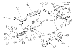 FUEL SYSTEM-EXHAUST-EMISSION SYSTEM Cadillac Funeral Coach 1988-1989 C EXHAUST SYSTEM-V8 4.5L (4.5-5)(LR6)