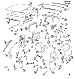 BODY MOLDINGS-SHEET METAL-REAR COMPARTMENT HARDWARE-ROOF HARDWARE Cadillac Deville 1985-1988 C69 SHEET METAL/BODY-SIDE FRAME, DOOR & ROOF