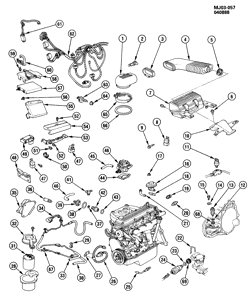 FUEL SYSTEM-EXHAUST-EMISSION SYSTEM Chevrolet Cavalier 1988-1989 J EMISSION CONTROLS-L4 (LL8/2.0-1)