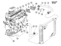 СИСТЕМА ОХЛАЖДЕНИЯ-РЕШЕТКА-МАСЛЯНАЯ СИСТЕМА Chevrolet Cavalier 1987-1989 J HOSES & PIPES/RADIATOR-2.0L L4 (LL8/2.0-1)