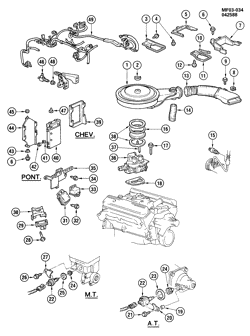FUEL SYSTEM-EXHAUST-EMISSION SYSTEM Chevrolet Camaro 1988-1989 F EMISSION CONTROLS PART 1-V8 (LO3/5.0E)