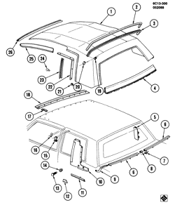BODY WIRING-ROOF TRIM Cadillac Deville 1986-1990 C47 CONVERTIBLE TOP/SIMULATED (CF8)
