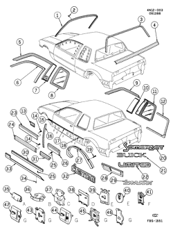 BODY MOLDINGS-SHEET METAL-REAR COMPARTMENT HARDWARE-ROOF HARDWARE Buick Skylark 1985-1989 N27 MOLDINGS/BODY
