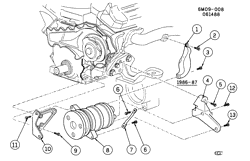 BODY MOUNTING-AIR CONDITIONING-AUDIO/ENTERTAINMENT Cadillac Eldorado 1988-1989 E A/C COMPRESSOR MOUNTING-4.5L V8 (LR6/4.5-5)
