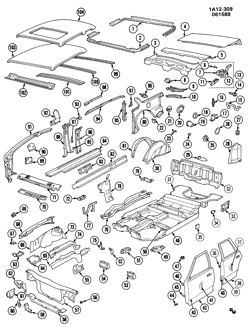 BODY MOLDINGS-SHEET METAL-REAR COMPARTMENT HARDWARE-ROOF HARDWARE Chevrolet Celebrity 1982-1989 A19 SHEET METAL/BODY