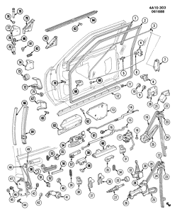 WINDSHIELD-WIPER-MIRRORS-INSTRUMENT PANEL-CONSOLE-DOORS Buick Century 1987-1988 A19 DOOR HARDWARE/FRONT