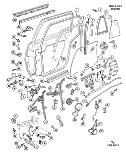 WINDSHIELD-WIPER-MIRRORS-INSTRUMENT PANEL-CONSOLE-DOORS Buick Lesabre 1986-1989 H69 DOOR HARDWARE/REAR