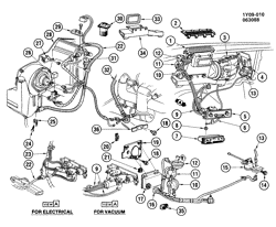КРЕПЛЕНИЕ КУЗОВА-КОНДИЦИОНЕР-АУДИОСИСТЕМА Chevrolet Corvette 1984-1987 Y A/C CONTROL SYSTEM ELECTRICAL & VACUUM