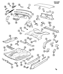 BODY MOLDINGS-SHEET METAL-REAR COMPARTMENT HARDWARE-ROOF HARDWARE Buick Somerset 1986-1989 N69 SHEET METAL/BODY PART 3-UNDERBODY & REAR END