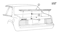 BODY MOLDINGS-SHEET METAL-REAR COMPARTMENT HARDWARE-ROOF HARDWARE Chevrolet Cavalier 1987-1987 JF SPOILER/REAR COMPARTMENT LID (D52)
