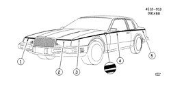 BODY MOLDINGS-SHEET METAL-REAR COMPARTMENT HARDWARE-ROOF HARDWARE Buick Riviera 1988-1988 E57 STRIPES/BODY (ACCENT)