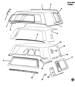 BODY MOLDINGS-SHEET METAL-REAR COMPARTMENT HARDWARE-ROOF HARDWARE Cadillac Funeral Coach 1985-1987 C47 MOLDINGS/BODY (W/LANDAU ROOF/C10,C27)