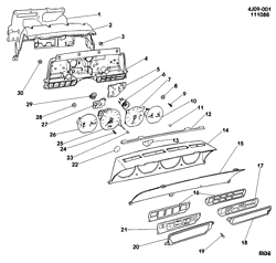 BODY MOUNTING-AIR CONDITIONING-AUDIO/ENTERTAINMENT Buick Skyhawk 1989-1989 J CLUSTER ASM/INSTRUMENT PANEL (W/UB3)