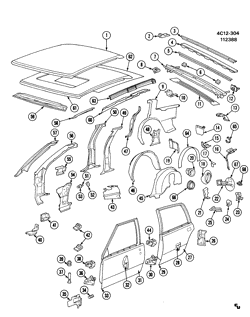 BODY MOLDINGS-SHEET METAL-REAR COMPARTMENT HARDWARE-ROOF HARDWARE Buick Electra 1985-1990 C69 SHEET METAL/BODY-SIDE FRAME, DOOR & ROOF