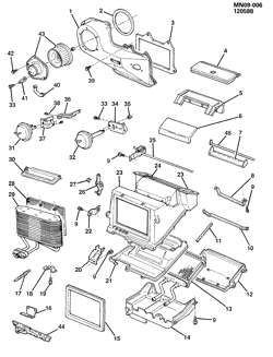 BODY MOUNTING-AIR CONDITIONING-AUDIO/ENTERTAINMENT Buick Skylark 1985-1986 N A/C & HEATER MODULE ASM & BLOWER DETAILS