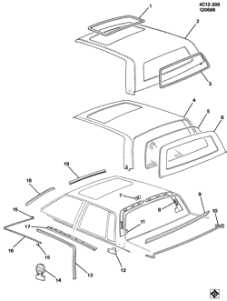 BODY MOLDINGS-SHEET METAL-REAR COMPARTMENT HARDWARE-ROOF HARDWARE Buick Electra 1989-1990 CX ROOF/VINYL TOP (C09 PARK AVE ULTRA)
