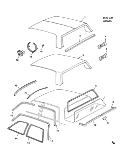 BODY MOLDINGS-SHEET METAL-REAR COMPARTMENT HARDWARE-ROOF HARDWARE Cadillac Fleetwood Sixty Special 1989-1990 C69 MOLDINGS/BODY/ABOVE BELT (W/FULL VINYL ROOF/CB5)