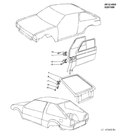 BODY MOLDINGS-SHEET METAL-REAR COMPARTMENT HARDWARE-ROOF HARDWARE Chevrolet Spectrum 1985-1989 R77 SHEET METAL/BODY-DOOR PANEL & REAR COMPARTMENT LID