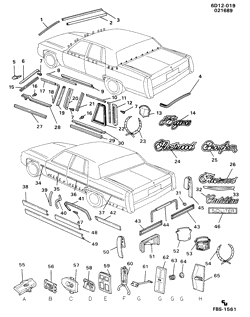 BODY MOLDINGS-SHEET METAL-REAR COMPARTMENT HARDWARE-ROOF HARDWARE Cadillac Brougham 1985-1989 D69 MOLDINGS/BODY