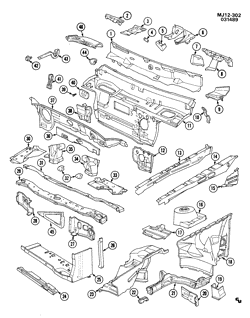 BODY MOLDINGS-SHEET METAL-REAR COMPARTMENT HARDWARE-ROOF HARDWARE Chevrolet Cavalier 1985-1991 J SHEET METAL/BODY-ENGINE COMPARTMENT & DASH