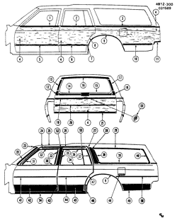 BODY MOLDINGS-SHEET METAL-REAR COMPARTMENT HARDWARE-ROOF HARDWARE Buick Lesabre Wagon 1986-1990 B35 MOLDINGS/BODY