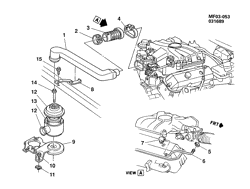ТОПЛИВНАЯ СИСТЕМА-ВЫХЛОП-]СИСТЕМА КОНТРОЛЯ ТОКСИЧНОСТИ ВЫХЛ. ГАЗОВ Chevrolet Camaro 1990-1991 F AIR INTAKE SYSTEM-V6(LH0)