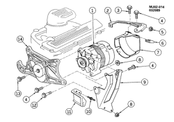 DÉMARREUR - ALTERNATEUR - ALLUMAGE - ÉLECTRIQUE - LAMPES Chevrolet Cavalier 1990-1991 J GENERATOR MOUNTING-2.2L L4 (LM3/2.2G)