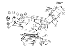 ПЕРЕДН. ПОДВЕКА, УПРАВЛ. Pontiac Grand Am 1988-1990 N STEERING SYSTEM & RELATED PARTS-2.3L L4 (LD2/2.3D)