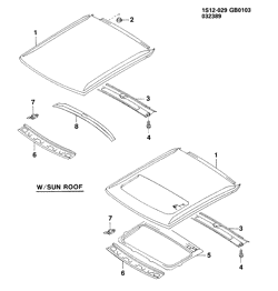 BODY MOLDINGS-SHEET METAL-REAR COMPARTMENT HARDWARE-ROOF HARDWARE Chevrolet Prizm 1989-1991 S68 SHEET METAL/BODY ROOF PANEL