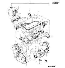 3-ЦИЛИНДРОВЫЙ ДВИГАТЕЛЬ Chevrolet Sprint 1987-1988 M ENGINE GASKET KIT (W/TURBO)