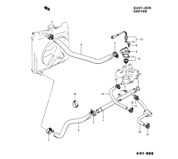 COOLING SYSTEM-GRILLE-OIL SYSTEM Chevrolet Sprint 1985-1988 M ENGINE COOLANT THERMOSTAT & HOSE (EXC TURBO)