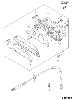 КРЕПЛЕНИЕ КУЗОВА-КОНДИЦИОНЕР-АУДИОСИСТЕМА Chevrolet Sprint 1989-1991 M CLUSTER ASM/INSTRUMENT PANEL (W/U16 TACH) (W/VIN BEGINNING JG)