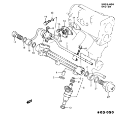 FUEL SYSTEM-EXHAUST-EMISSION SYSTEM Chevrolet Metro 1989-1991 M08 FUEL INJECTOR RAIL (TURBO Z02)