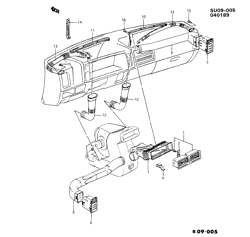 КРЕПЛЕНИЕ КУЗОВА-КОНДИЦИОНЕР-АУДИОСИСТЕМА Chevrolet Sprint 1985-1986 M AIR DISTRIBUTION SYSTEM