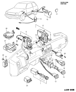 PARE-BRISE - ESSUI-GLACE - RÉTROVISEURS - TABLEAU DE BOR - CONSOLE - PORTES Chevrolet Sprint 1985-1986 M INSTRUMENT PANEL ELECTRICAL CONTROLS