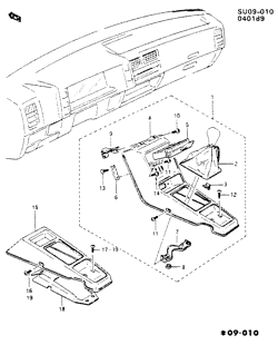 WINDSHIELD-WIPER-MIRRORS-INSTRUMENT PANEL-CONSOLE-DOORS Chevrolet Sprint 1985-1986 M CONSOLE GEARSHIFT