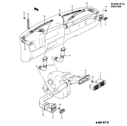 SUP. DE CARR. - AIR CLIM.- AUDIO/DIVERTISSEMENT Chevrolet Sprint 1987-1988 M AIR DISTRIBUTION SYSTEM