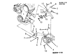 BODY MOUNTING-AIR CONDITIONING-AUDIO/ENTERTAINMENT Chevrolet Sprint 1987-1988 M A/C COMPRESSOR MOUNTING (VV5)