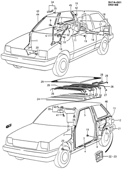 ОТДЕЛКА САЛОНА - ОТДЕЛКА ПЕРЕДН. СИДЕНЬЯ-РЕМНИ БЕЗОПАСНОСТИ Chevrolet Sprint 1985-1986 M08 TRIM/INTERIOR