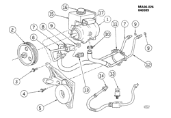 FRONT SUSPENSION-STEERING Pontiac 6000 1987-1987 A STEERING PUMP MOUNTING AND LINES 2.5L L4 (LR8/2.5R)