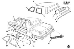 BODY MOLDINGS-SHEET METAL-REAR COMPARTMENT HARDWARE-ROOF HARDWARE Cadillac Fleetwood Sixty Special 1987-1988 C69 ROOF/VINYL TOP (SIXTY SPECIAL)(T1N)