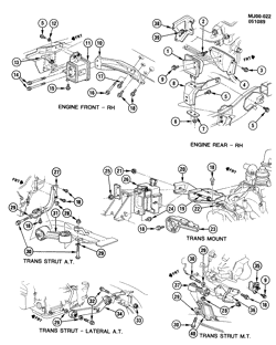 4-CYLINDER ENGINE Chevrolet Cavalier 1987-1989 J ENGINE & TRANSMISSION MOUNTING-V6 (LB6/2.8W)