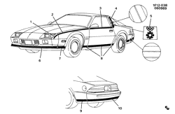 МОЛДИНГИ КУЗОВА-ЛИСТОВОЙ МЕТАЛ-ФУРНИТУРА ЗАДНЕГО ОТСЕКА-ФУРНИТУРА КРЫШИ Chevrolet Camaro 1984-1984 F STRIPES/BODY (1A3)