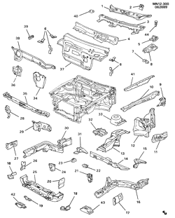 BODY MOLDINGS-SHEET METAL-REAR COMPARTMENT HARDWARE-ROOF HARDWARE Buick Skylark 1988-1991 N SHEET METAL/BODY PART 1-ENGINE COMPARTMENT & DASH