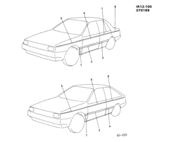 BODY MOLDINGS-SHEET METAL-REAR COMPARTMENT HARDWARE-ROOF HARDWARE Chevrolet Spectrum 1987-1989 R MOLDINGS/BODY BODY SIDE MOLDING OR ACCENT STRIPE (EXC DX5)