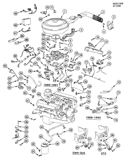 FUEL SYSTEM-EXHAUST-EMISSION SYSTEM Cadillac Fleetwood Brougham 1986-1990 D EMISSION CONTROLS-V8 (5.0-9)(LG8)
