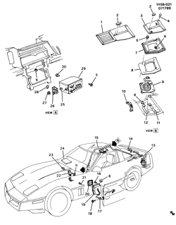 BODY MOUNTING-AIR CONDITIONING-AUDIO/ENTERTAINMENT Chevrolet Corvette 1984-1989 Y AUDIO SYSTEM (UQ4)