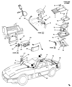 КРЕПЛЕНИЕ КУЗОВА-КОНДИЦИОНЕР-АУДИОСИСТЕМА Chevrolet Corvette 1984-1989 Y AUDIO SYSTEM (EXC (UQ4))