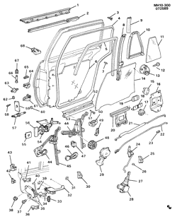 WINDSHIELD-WIPER-MIRRORS-INSTRUMENT PANEL-CONSOLE-DOORS Buick Lesabre 1990-1991 H69 DOOR HARDWARE/REAR