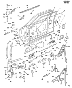 WINDSHIELD-WIPER-MIRRORS-INSTRUMENT PANEL-CONSOLE-DOORS Buick Century 1989-1989 A69 DOOR HARDWARE/FRONT